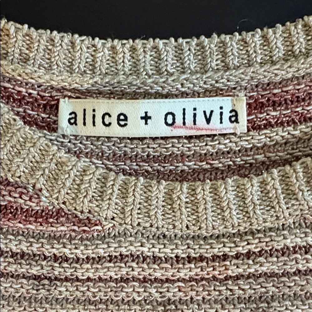 Alice + Olivia Top Knit Baylor Short Sleeve Textured Stripe Sweater - Picture 5 of 5